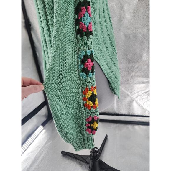 Davi& Dani Knit Sweater Womens M Crochet Arms Cottagecore Fairygarden Side Split - Picture 4 of 9